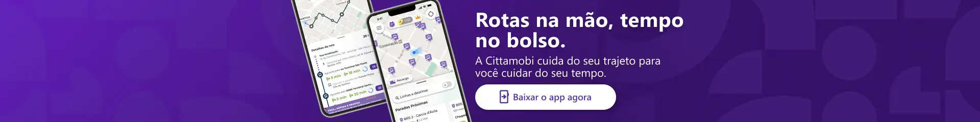 Baixe o app Cittamobi e acompanhe o transporte público em tempo real.
