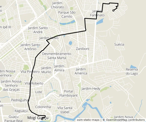 Mapa do itinerário da linha