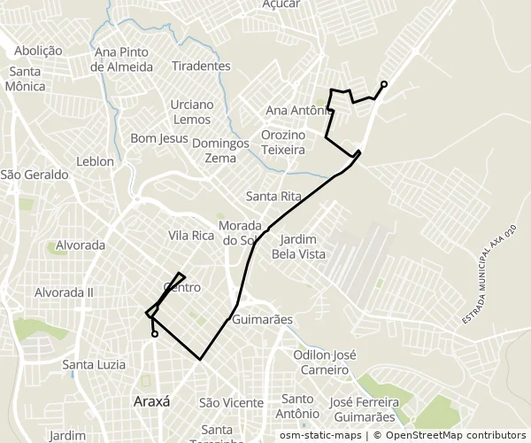 Mapa do itinerário da linha