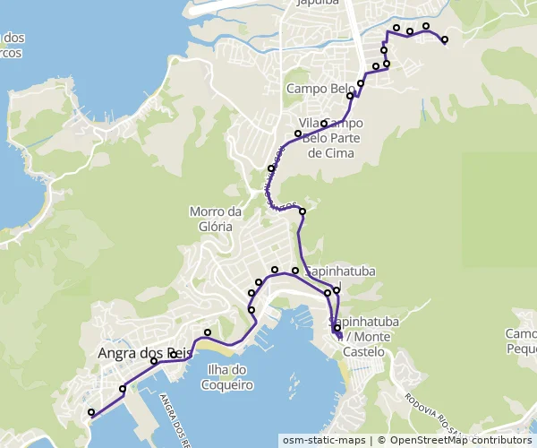 Mapa do itinerário da linha