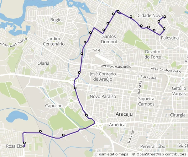 Mapa do itinerário da linha