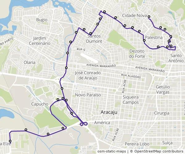 Mapa do itinerário da linha