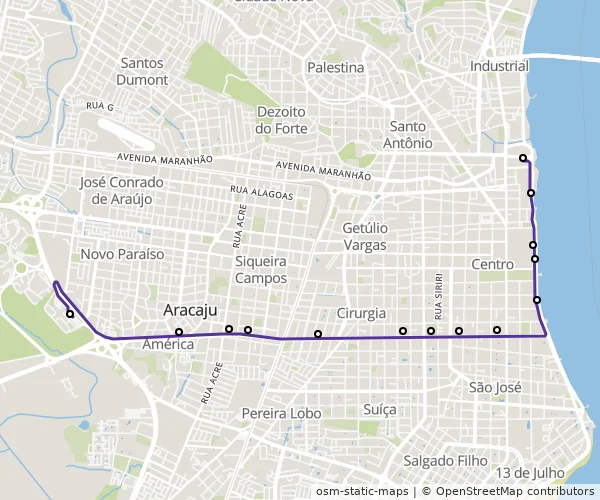 Mapa do itinerário da linha
