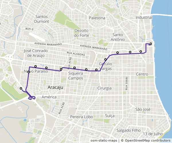 Mapa do itinerário da linha