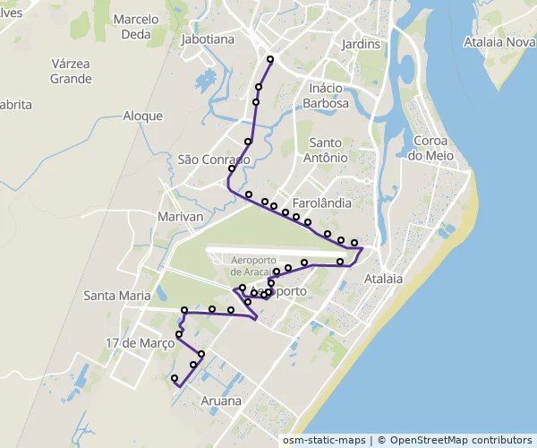 Mapa do itinerário da linha