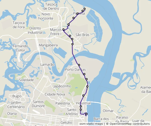 Mapa do itinerário da linha