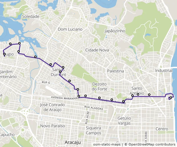 Mapa do itinerário da linha