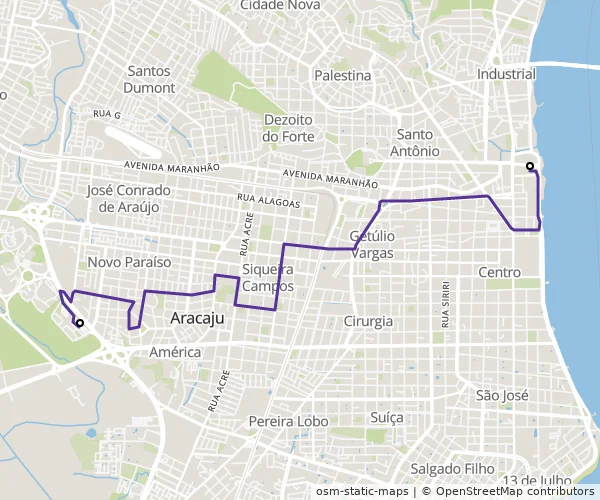 Mapa do itinerário da linha
