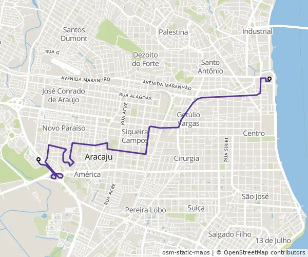 Mapa do itinerário da linha