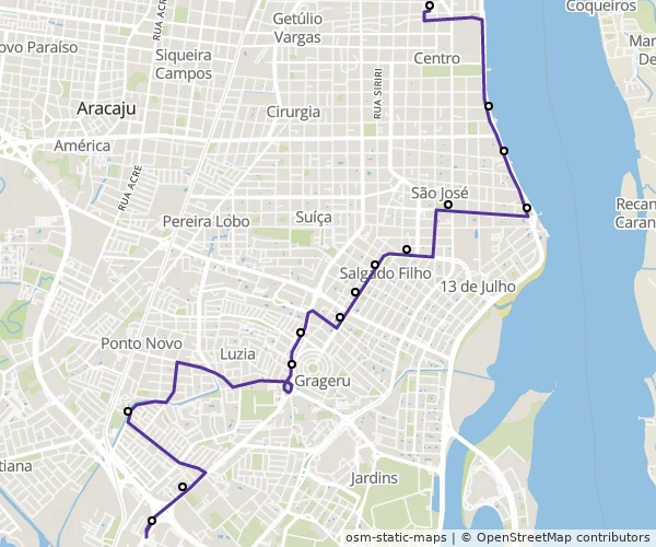 Mapa do itinerário da linha