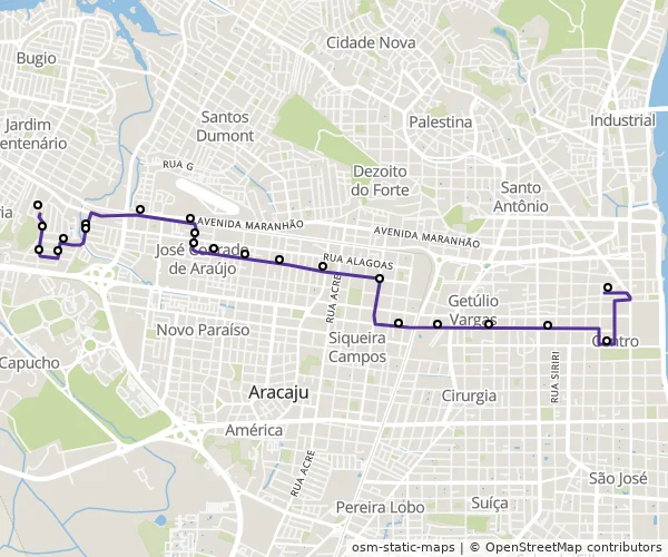 Mapa do itinerário da linha