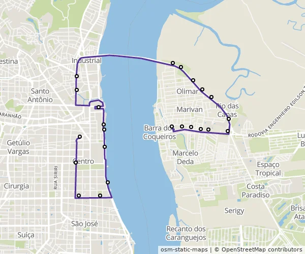 Mapa do itinerário da linha