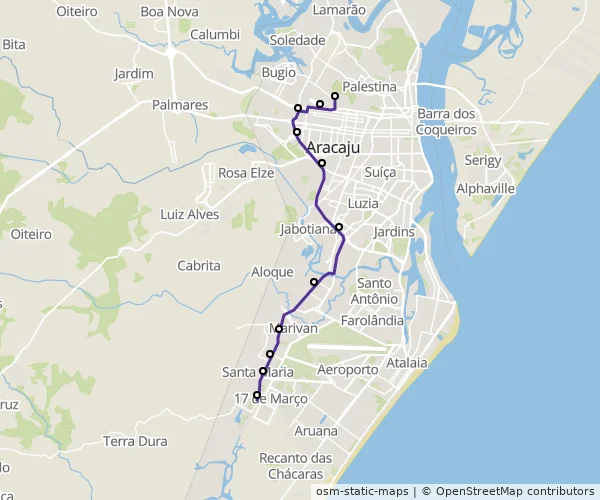 Mapa do itinerário da linha