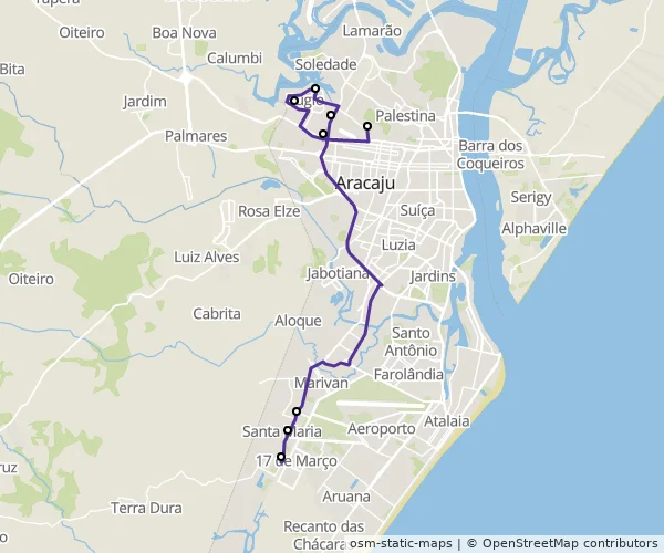 Mapa do itinerário da linha