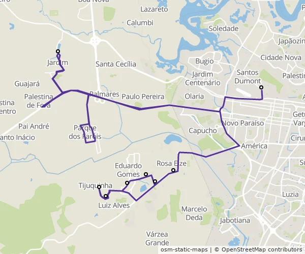 Mapa do itinerário da linha