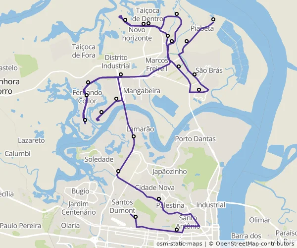 Mapa do itinerário da linha