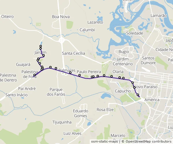 Mapa do itinerário da linha