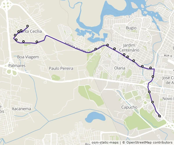 Mapa do itinerário da linha