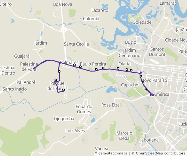 Mapa do itinerário da linha
