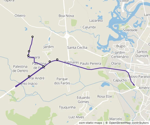 Mapa do itinerário da linha