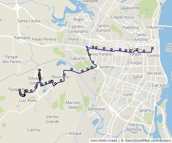 Mapa do itinerário da linha