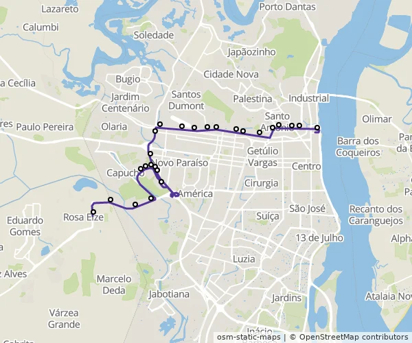 Mapa do itinerário da linha