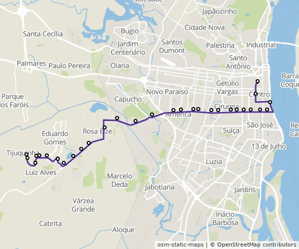 Mapa do itinerário da linha