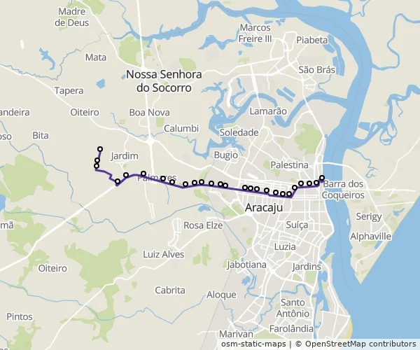 Mapa do itinerário da linha