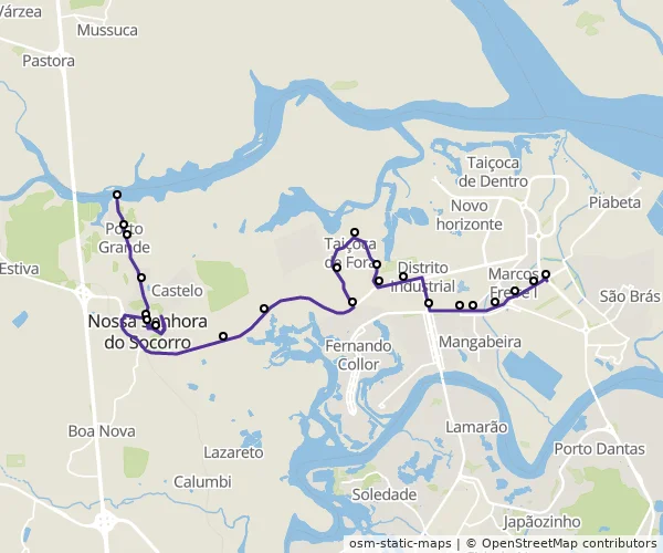 Mapa do itinerário da linha