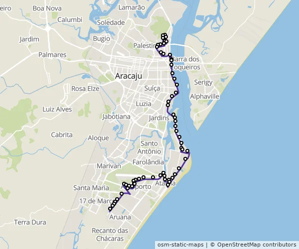 Mapa do itinerário da linha