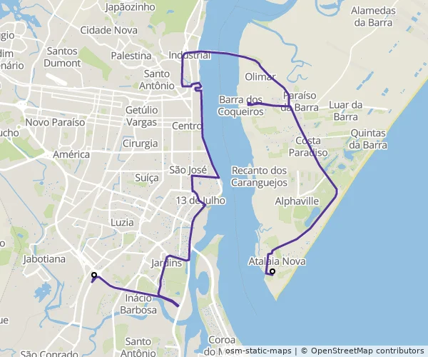 Mapa do itinerário da linha