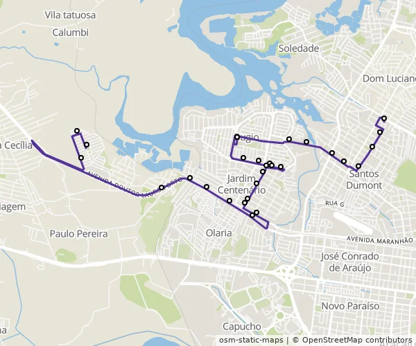 Mapa do itinerário da linha