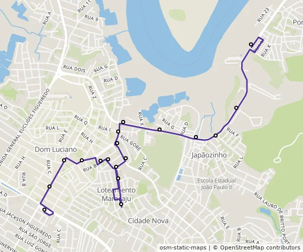 Mapa do itinerário da linha