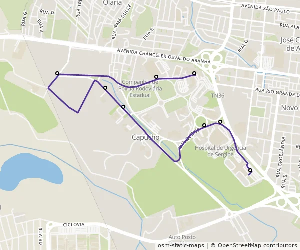 Mapa do itinerário da linha