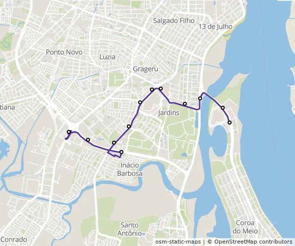 Mapa do itinerário da linha