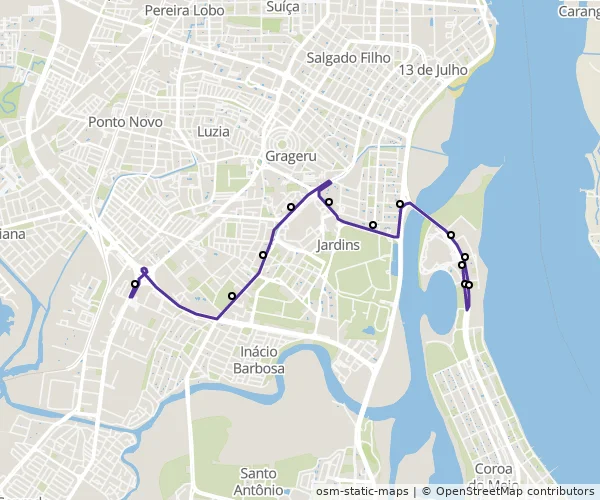 Mapa do itinerário da linha