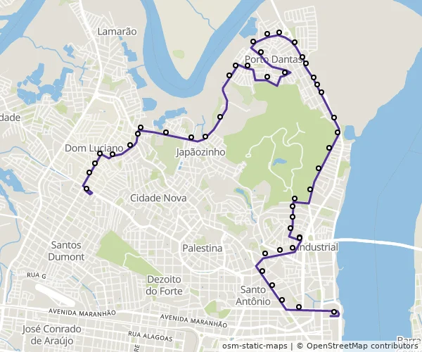 Mapa do itinerário da linha