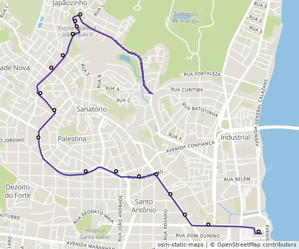 Mapa do itinerário da linha