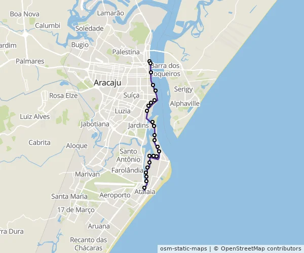 Mapa do itinerário da linha