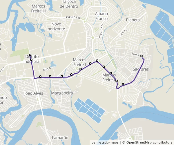 Mapa do itinerário da linha