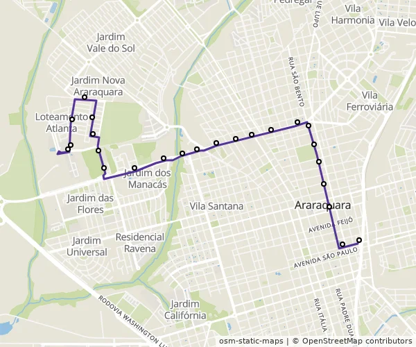 Mapa do itinerário da linha