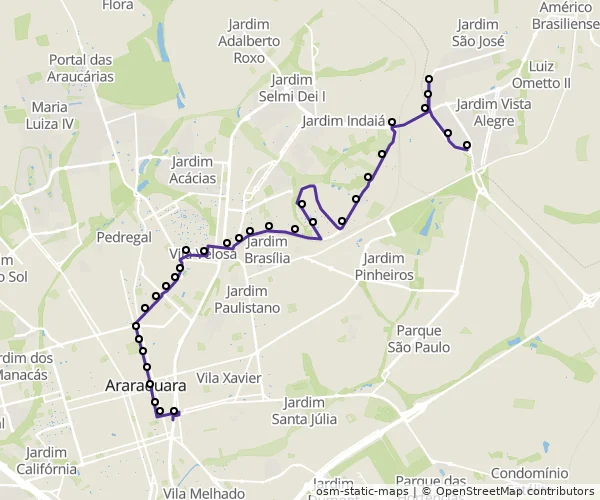 Mapa do itinerário da linha