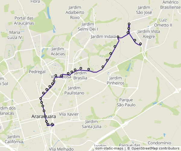 Mapa do itinerário da linha