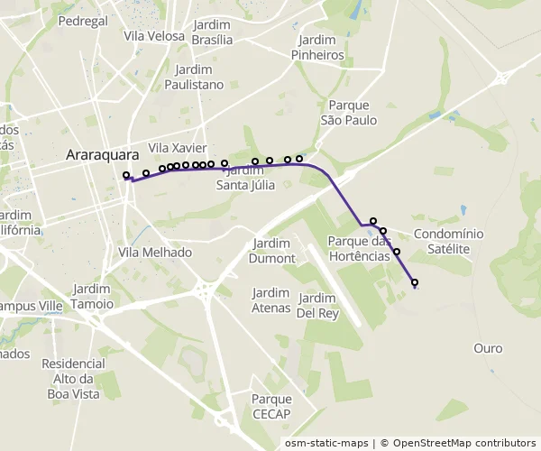 Mapa do itinerário da linha