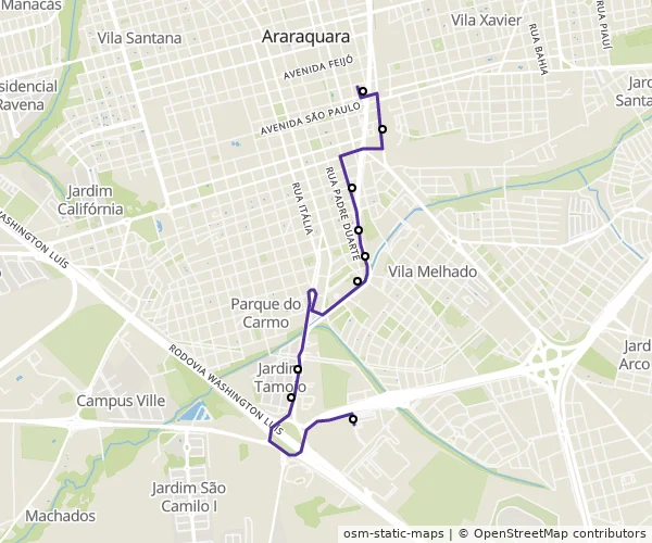 Mapa do itinerário da linha