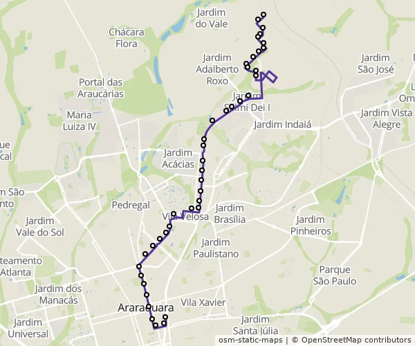Mapa do itinerário da linha