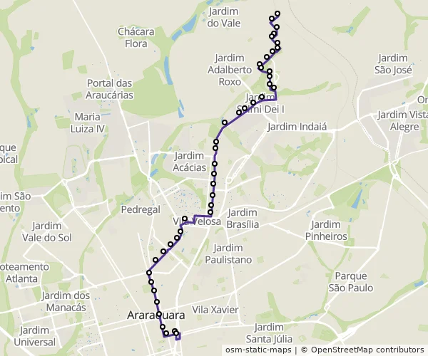 Mapa do itinerário da linha