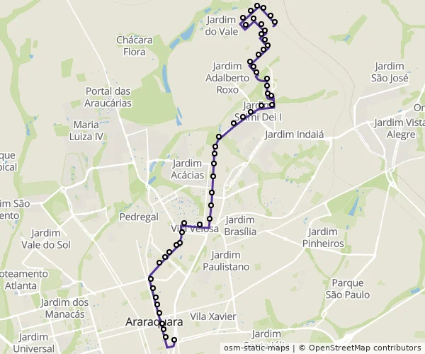Mapa do itinerário da linha