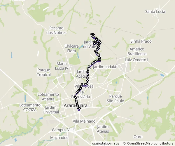 Mapa do itinerário da linha