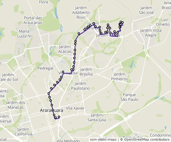 Mapa do itinerário da linha